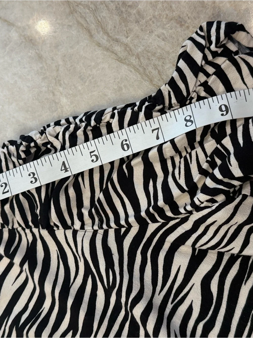 LOFT Black and White Zebra Print Puff Sleeve Blouse